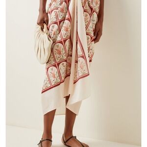 Agua by Agua Bendita Asymmetrical Cream and Red Skirt